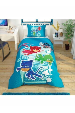 Disney Licensed Single Quilted Duvet Cover Set Pj Masks Hero Elastic 160 Cm X 220 Cm ST25166 - Taç
