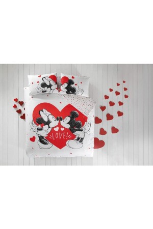 Disney Minnie & Mickey Heart Double Licensed Duvet Cover Set 740-60275555 - Taç