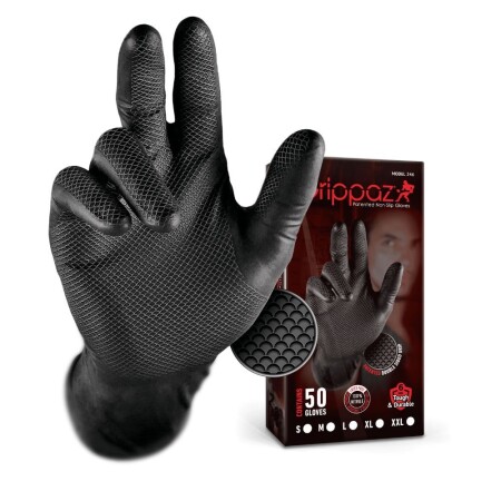 Disposable nitrile gloves GRIPPAZ 246BK, 50pcs., black - GITANA