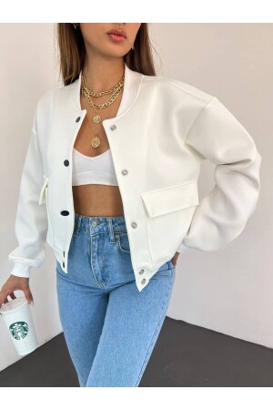 Diving Fabric Double Pocket Bomber Jacket - Miss Fasion