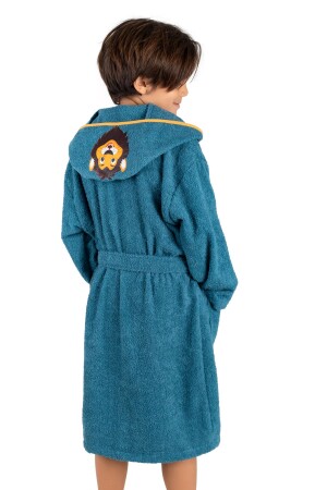 DM HOODED GIRL BOY CHILDREN'S BATHROBE - LION PATTERNED - Dm Home Collection