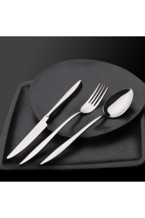 Dmr Life 36-teiliges Yakut-Gabel-Löffel-Set für 6 Personen. 6-teilige Yakut-Dessertgabel, schlicht - Demir Çeyiz