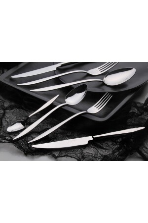 Dmr Life 90 Pieces Yakut Plain Fork Spoon Set for 12 Persons 90 PIECES YAKUT PLAIN SPOON DET - Demir Çeyiz
