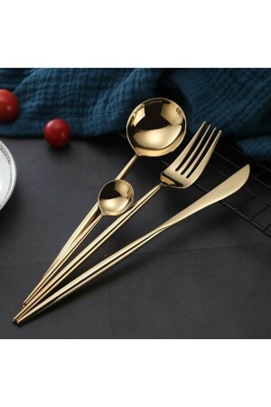 Dmr Life Elit Gold Dessert Knife Knife Set 6 Pieces ELİT 6 DESSERT SPOONS - Genel Markalar