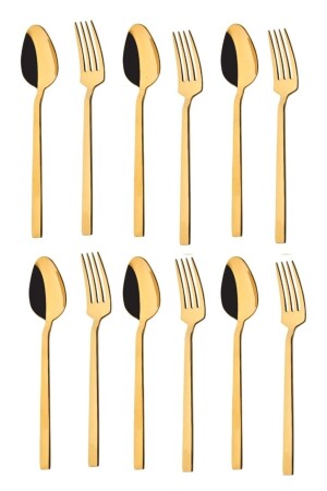 Dmr Life Eterno Modell Gold 6-teiliges Dessertlöffel Dessertgabel-Set Eterno 20001 - Demir Çeyiz