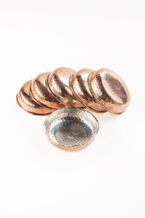 Dmt Copper Gaziantep Hammered Copper Snack Bowl Set Breakfast Nuts Jam Set of 6 (10cm X 3cm) DMT-19165 - DMT COPPER HOME