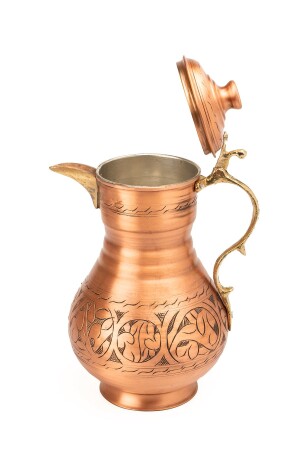 Dmt Gaziantep Copper Hand Engraved Authentic Jug Load:27 Cm 1.9 Liters Capacity Mouth:9.3mm DMT-19062 - DMT COPPER HOME