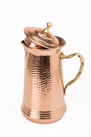Dmt Gaziantep Copper Hand Forged Jug Pewter Load:27 Cm Thickness:0.5mm 1.75 Liter Capacity Diameter:13cm DMT-19061 - DMT COPPER HOME