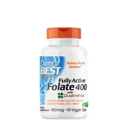 Doctor's Best Fully Active Folate 400 + Quatrefolic 400 mcg (90 Veggie Capsules) - Doctor's Best