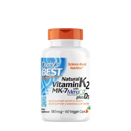Doctor's Best Natural Vitamin K2 (MK7) 180 mcg + D3 1000 IU (60 Veggie Capsules) - Doctor's Best