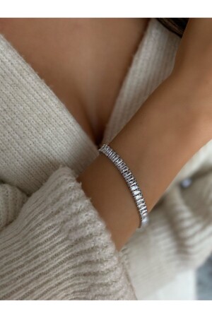 Does not tarnish, does not fade, Baguette Stone Waterway Steel Bracelet Silver - Âlâ Atelier