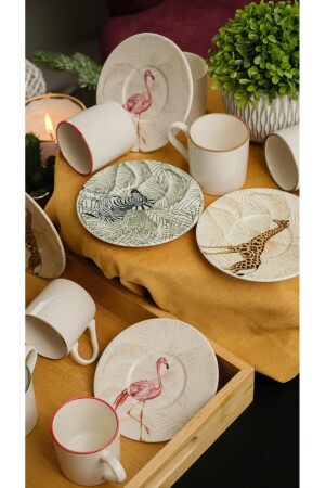 Doğa 12 Piece Porcelain Coffee Set for 6 People - Heda Porselen