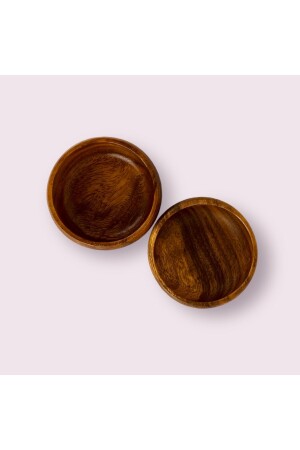 Doğal Akasya Yuvarlak Çerezlik & Reçellik 10 cm 2'li - Elzey Home