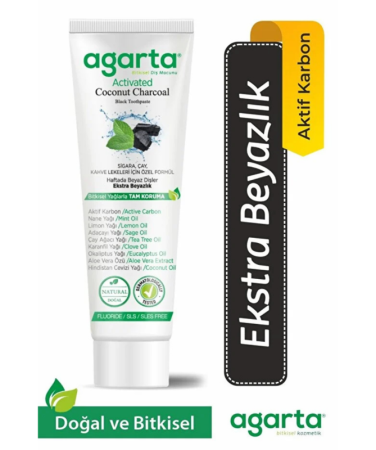 Doğal Hindistan Cevizi Özlü Aktif Karbonlu Florürsüz Diş Macunu 100 Ml-130 gr - Agarta