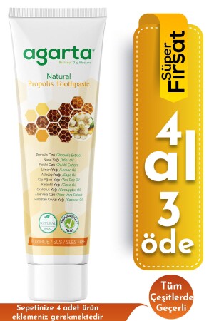 Natürliche Propolis-Zahnpasta ohne Fluorid, 100 ml/130 g - Agarta
