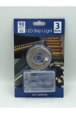 Dogusdeco Warm White 3 Meters Battery Operated LED Strip Lighting System Inside the Cabinet Kitchen Shelf Countertop SERLED3 - Doğuş