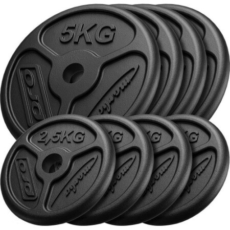 Dökme demir ağırlık seti Marbo Slim, 30 kg / 4x5 kg + 4x2,5 kg - Marbo Sport