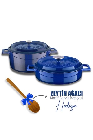 MNZ-Cast Iron Round عميق وضحل 5 قطع مجموعة طباخات LV Y TSC K2 SET - Lava