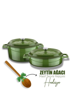 MNZ-Cast Iron Round عميق وضحل 5 قطع مجموعة طباخات LV Y TSC K2 SET - Lava