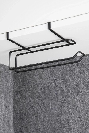 Dolap Kapağı Kağıt Havlu Askısı Siyah- Krom Askılı Kağıt Havluluk- Krom Banyo ve Mutfak Havlusu - Feronyahome & Garden