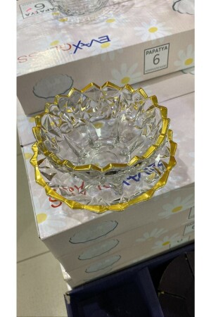 Dolce 12 Piece Gilded Crystal Luxury Plate Bowl Set - Snack Bowl CNCKM001005 - CINCIKCIM ZÜCCACİYE&HEDİYELİK