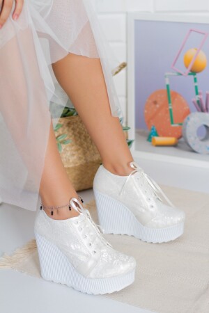 Dolgu Topuklu Yüksek Gelinlik Converse Abiye Ayakkabı BALAY1 - DARUGA