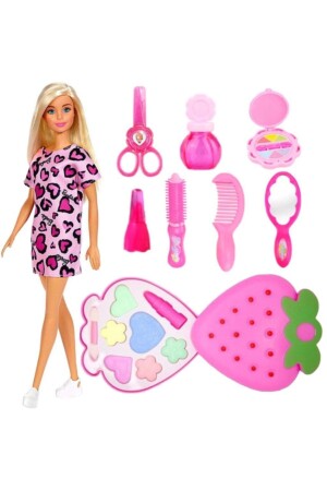 Doll + Strawberry Spreadable Makeup Set + Accessory Barbie Elegant Dress Doll - Barbie