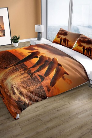 Dolphin1 3d Cotton Satin Double Duvet Cover Set PerlaSera15800 - PerlaSera