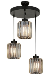 Dolunay 3-Piece Pendant Lamp Black Case with Black Y-12 Stone Chandelier 160504000172 - İstanbul Avize