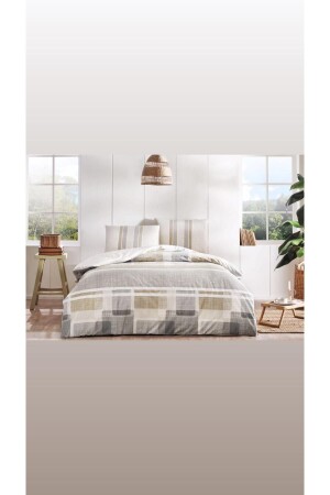 Domino Brown Double Ranforce Duvet Cover Set 8682475103756 - Taç