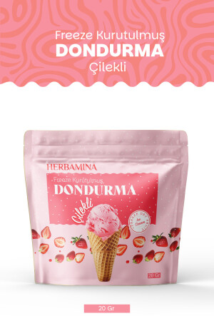 Dondurularak Kurutulmuş Çilekli Dondurma - 20 gr - Herbamina