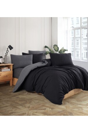 Doppelbett-Bettbezug-Set der Quartz-Serie mit elastischen Laken und Baumwolle, 4-teilig - B2b Plus
