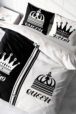 Doppelbett-Bettbezug-Set, eng gewebter Baumwollsatin, 3D-Spezialdesign, King-Queen (ohne Laken) PERLASERA26288 - PerlaSera