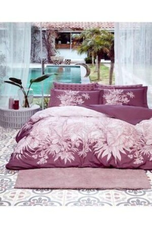 Doppelbett-Bettbezug-Set Ranforce Botanical Purple MJHÖNT1026 - Özdilek