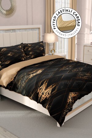 Doppelbettbezug-Set aus 100 % Baumwollsatin mit Spannbettlaken, braune Suite MONOHOME33163 - Monohome