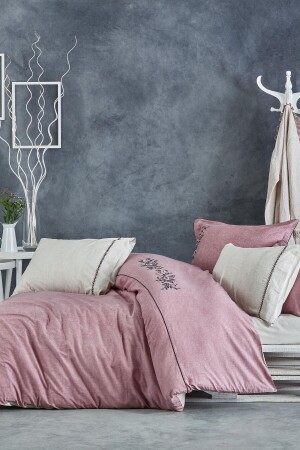 Doppelbettbezug-Set aus Bio-Baumwollleinen 200*220 Alvin Powder 55NVRÇKALP - Ecocotton