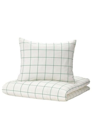 Doppelseitiges Einzelbettbezug-Set Meridyendukkan weiß-grün 150 x 200 gestreift, Modell 588ftf76 - IKEA