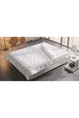 Doppelte Steppdecke aus silikonisierter Faser, 195 x 215, Weiß, Dreamlinecift - Bellona
