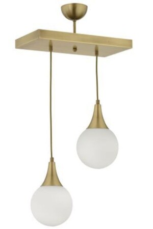 Doppelter rechteckiger Vintage-Modell-moderner weißer Kugelglas-Hängelampen-Kronleuchter LMBDR0090ESKBYZCAM - Lambadar