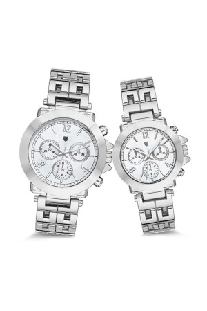 Doppeltes silbernes Stahlarmband, analoge Damen-Herren-Armbanduhr MNKNS231 - İSTLİV