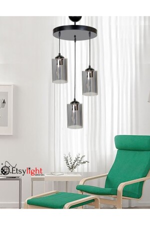 Dora Black 3 Living Room Pendant Lamp Glass Chandelier 33503 - Etsylight