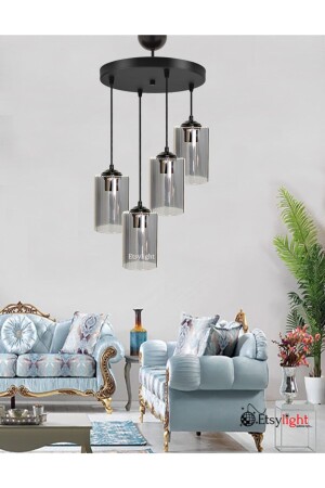 Dora Black Lux 4 Eingang, Wohnzimmer Glas-Kronleuchter S33504 - Etsylight
