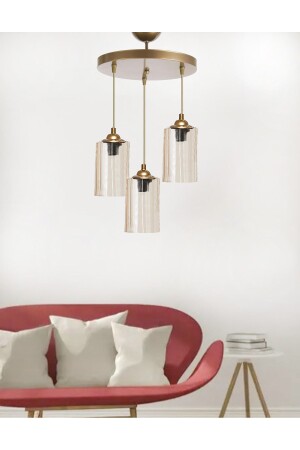 Dora Golden Glass Luxus 3 Wohnzimmer-Kronleuchter, Eingangs-Kronleuchter S0505 - Etsylight