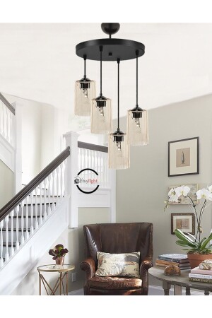 Dora Honey Foam Glass Lux 4 Entrance Chandelier, Living Room Chandelier, Glass Chandelier S03348D4 - Etsylight