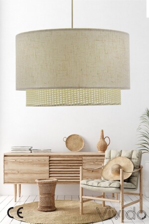 Dora Wicker Cream Wicker Pendant Lamp Chandelier ABS-6000KK - Vivido Abajur