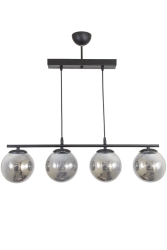 Dörtlü Siyah Model Modern Glop Füme Cam Avize LMBDR0086BLK - Lambadar