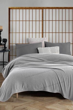 Double Air Conditioned Four Seasons Light Gray Pique Bedspread softpikeçift - Formeya