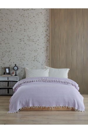 Double Bedspread 200x230 Cm Cotton Tasseled Pique MCN23412 - MCN Tekstil