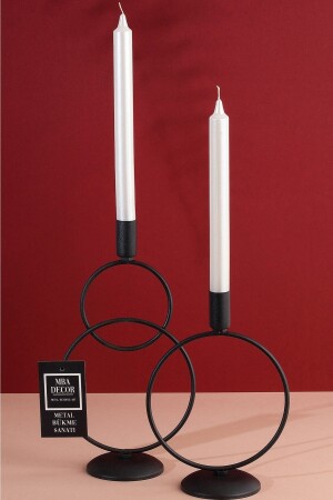 Double Black Candlestick Candle Holder Decorative Gift Decoration Stainless Filled Iron 28 Cm Snowman - Mba Decor Metal Bending Art