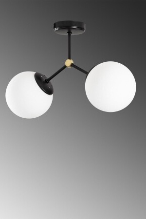 Double Black Modern Acrobat Model White Globe Glass Chandelier LMBDR0097-BLKGLOPCAM - Lambadar